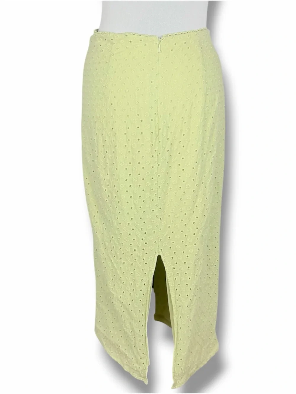 Altar'd State Lime Green Eyelet Embroidered Midi Pencil Skirt Large Cottagecore